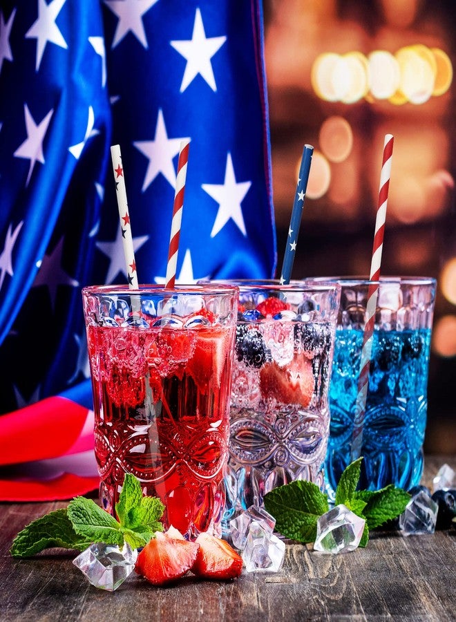 Whaline 200Pcs Independence Day Paper Straws Star Stripe Disposable Straws Red Blue White Drinking Well Crafted Straws for Juices Shakes Cocktail 4th of July Decoration Patriotic Party Event Supplies - Image 4